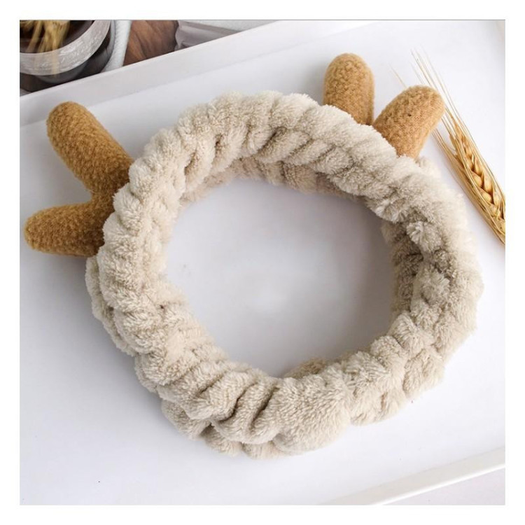 Kozmetická čelenka s parohami v krémovej farbe