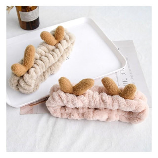 Kozmetická čelenka s parohami v krémovej farbe