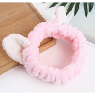 Ružová kozmetická čelenka s ušami