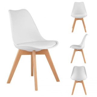 Sada 4 bielych stoličiek s vankúšom