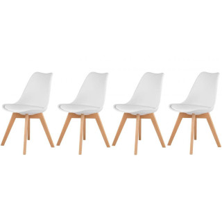 Sada 4 bielych stoličiek s vankúšom