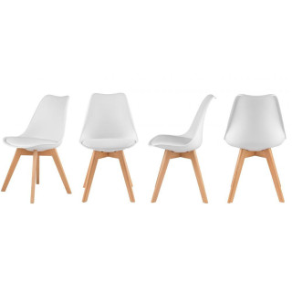 Sada 4 bielych stoličiek s vankúšom