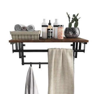 Drevená polica s vešiakmi