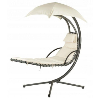 Závesné béžové ležadlo so strieškou