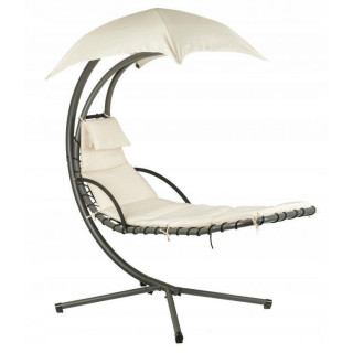 Závesné béžové ležadlo so strieškou