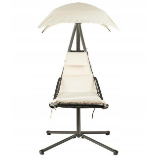 Závesné béžové ležadlo so strieškou