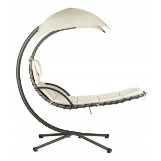 Závesné béžové ležadlo so strieškou