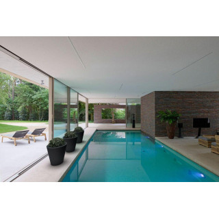 Záhradný okrúhly kvetináč biely/sivý