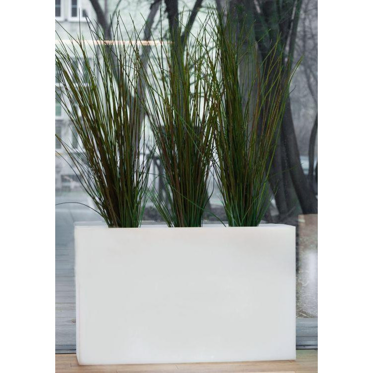 Záhradný pozdĺžny kvetináč biely/sivý