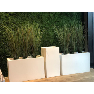 Záhradný pozdĺžny kvetináč biely/sivý