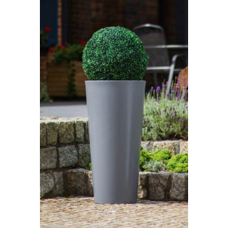 Vysoký okrúhly kvetináč biely/sivý