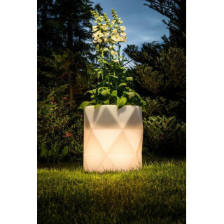 Masívny biely kvetináč s LED osvetlením