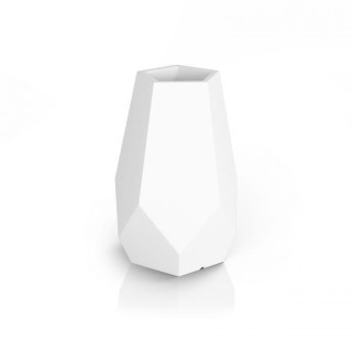 Záhradný kvetináč bielej farby s LED osvetlením