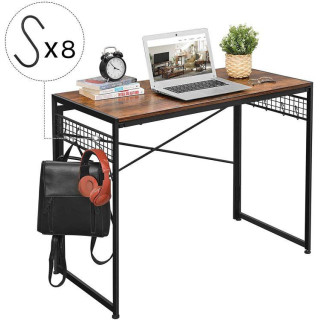 Pracovný stôl v hnedej farbe s háčikmi