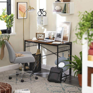 Pracovný stôl v hnedej farbe s háčikmi