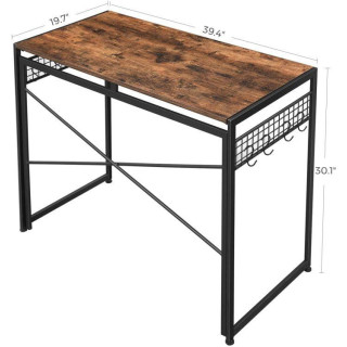 Pracovný stôl v hnedej farbe s háčikmi