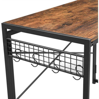 Pracovný stôl v hnedej farbe s háčikmi