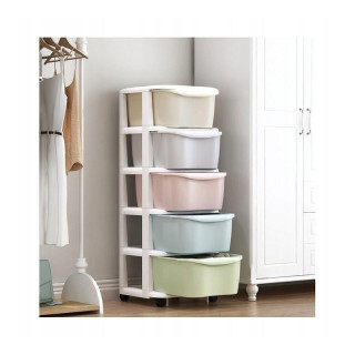 Farebný plastový regál na kolieskach