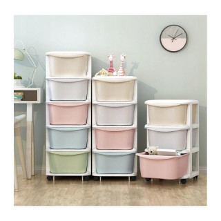 Farebný plastový regál na kolieskach