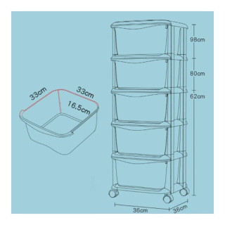 Farebný plastový regál na kolieskach