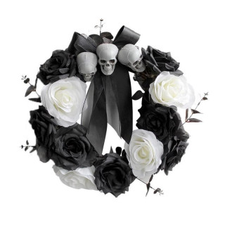 Čierno-biely veniec na dvere na halloween