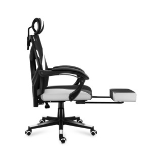 Čierno-biele ergonomické herné kreslo Huzaro