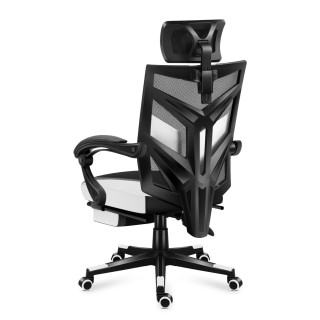 Čierno-biele ergonomické herné kreslo Huzaro