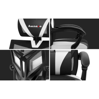 Čierno-biele ergonomické herné kreslo Huzaro