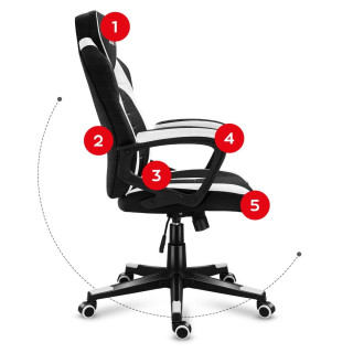 Čierno-biele herné kreslo Huzaro