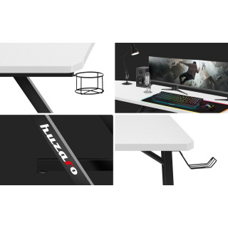 Čierno-biely rohový herný stôl Huzaro