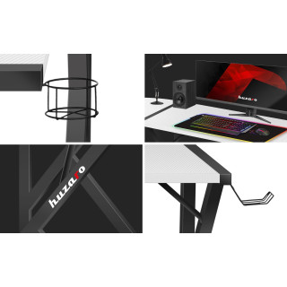 Čierno-biely rohový herný stôl Huzaro