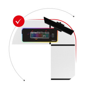 Čierno-biely rohový herný stôl Huzaro
