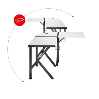 Čierno-biely rohový herný stôl Huzaro