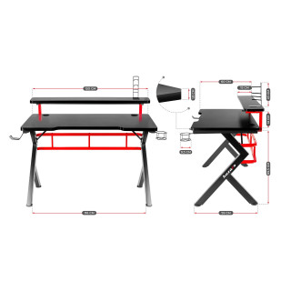 Čierno-červený herný stôl Huzaro