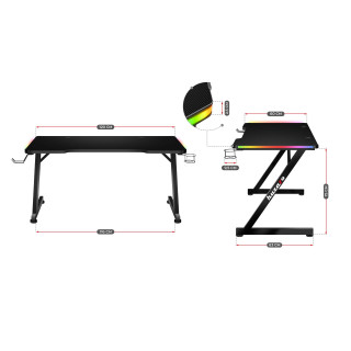 Herný stôl Huzaro s RGB osvetlením