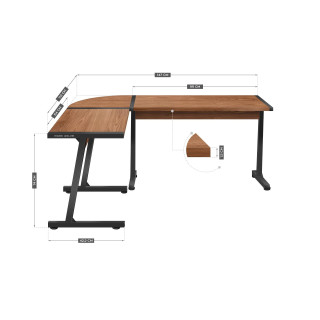 Rohový pracovný stôl v hnedej farbe