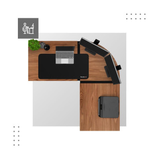 Rohový pracovný stôl v hnedej farbe