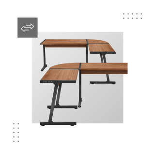 Rohový pracovný stôl v hnedej farbe