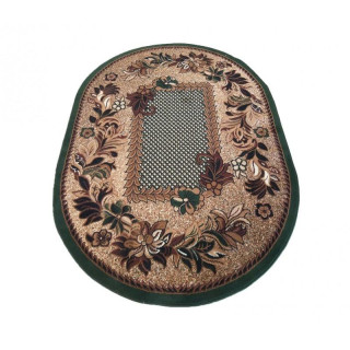 Oválny koberec s zeleným detailom