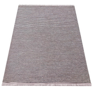 Moderný pásikavý koberec bledoružovej farby