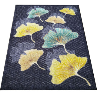 Koberec so vzorom modrých a žltých kvetov