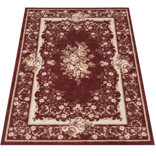 Koberec hnedej farby so vzorom ruží