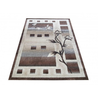 Hnedý  koberec so vzorom kvetov