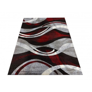 Štýlový koberec v červeno-šedej farbe