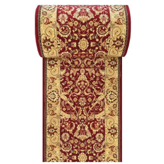 Metrážny vzorovaný koberec v červeno-zlatej farbe