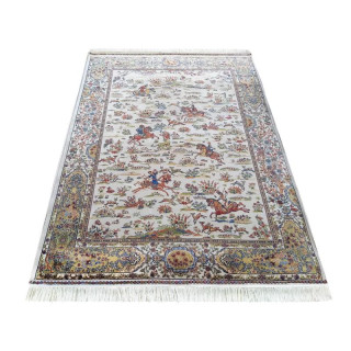 Exkluzívny hodvábny koberec so vzorom v krémovej farbe