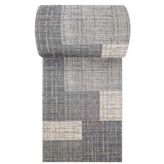 Sivý metrážny koberec s jemným obdĺžnikovým vzorom