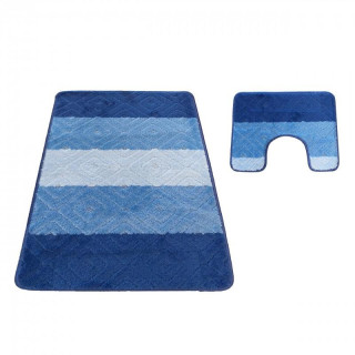 Kúpeľnová a WC predložka s výrezom v modrej farbe