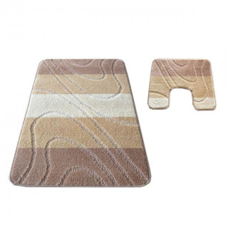 Kúpeľňová a WC predložka s výrezom béžovej farby