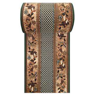 Metrážny koberec zelenej farby s mriežkovým vzorom